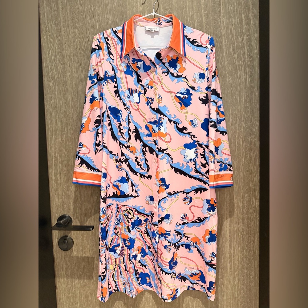 Emilio Pucci Pink Multicolor Printed Shift Dress